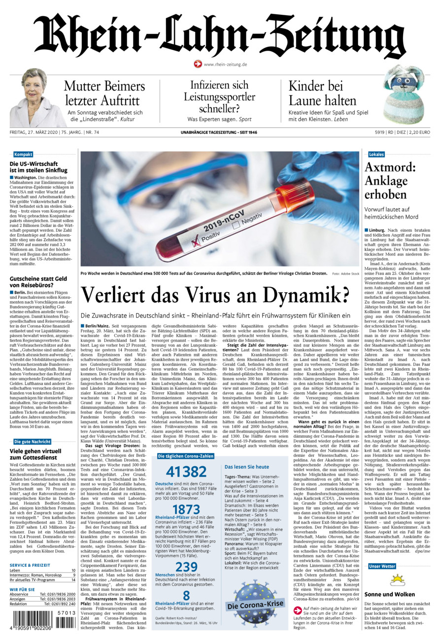 Rhein-Lahn-Zeitung Diez (Archiv) vom Freitag, 27.03.2020