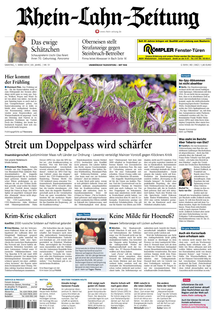 Rhein-Lahn-Zeitung Diez (Archiv) vom Samstag, 01.03.2014