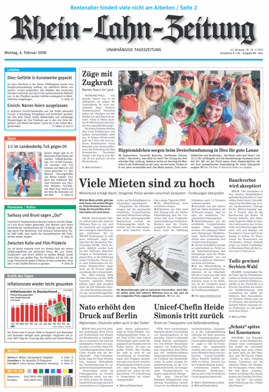 Rhein-Lahn-Zeitung Diez (Archiv) vom Montag, 04.02.2008