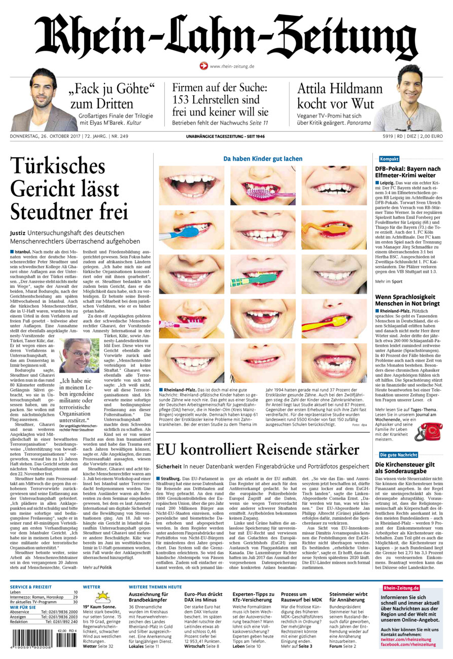 Rhein-Lahn-Zeitung Diez (Archiv) vom Donnerstag, 26.10.2017