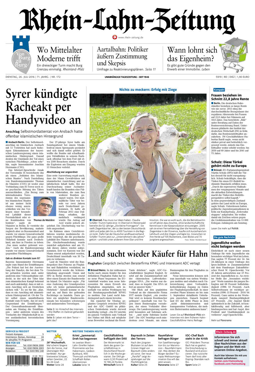 Rhein-Lahn-Zeitung Diez (Archiv) vom Dienstag, 26.07.2016