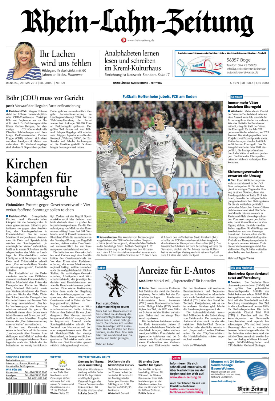 Rhein-Lahn-Zeitung Diez (Archiv) vom Dienstag, 28.05.2013