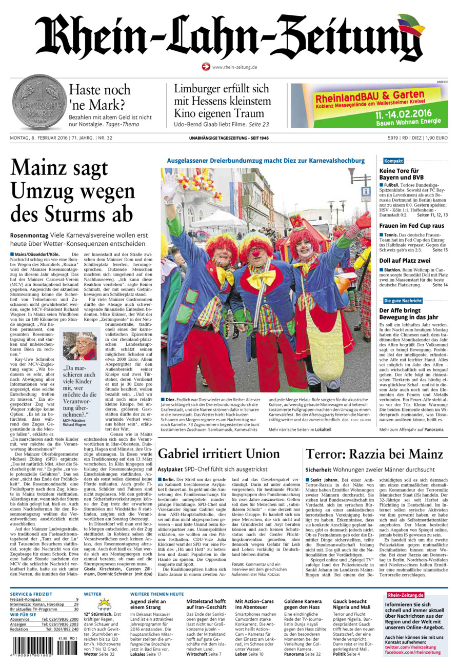 Rhein-Lahn-Zeitung Diez (Archiv) vom Montag, 08.02.2016