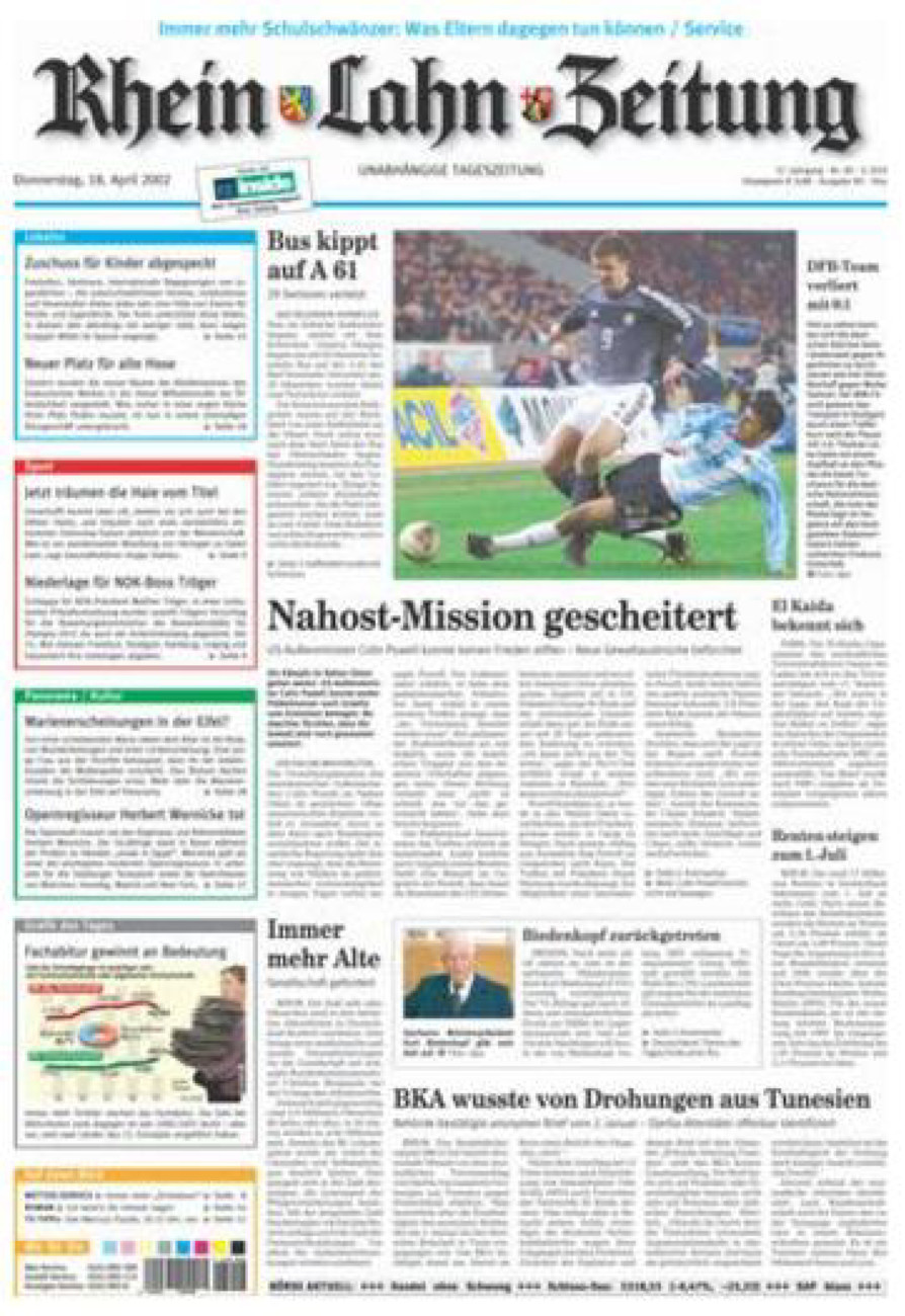 Rhein-Lahn-Zeitung Diez (Archiv) vom Donnerstag, 18.04.2002