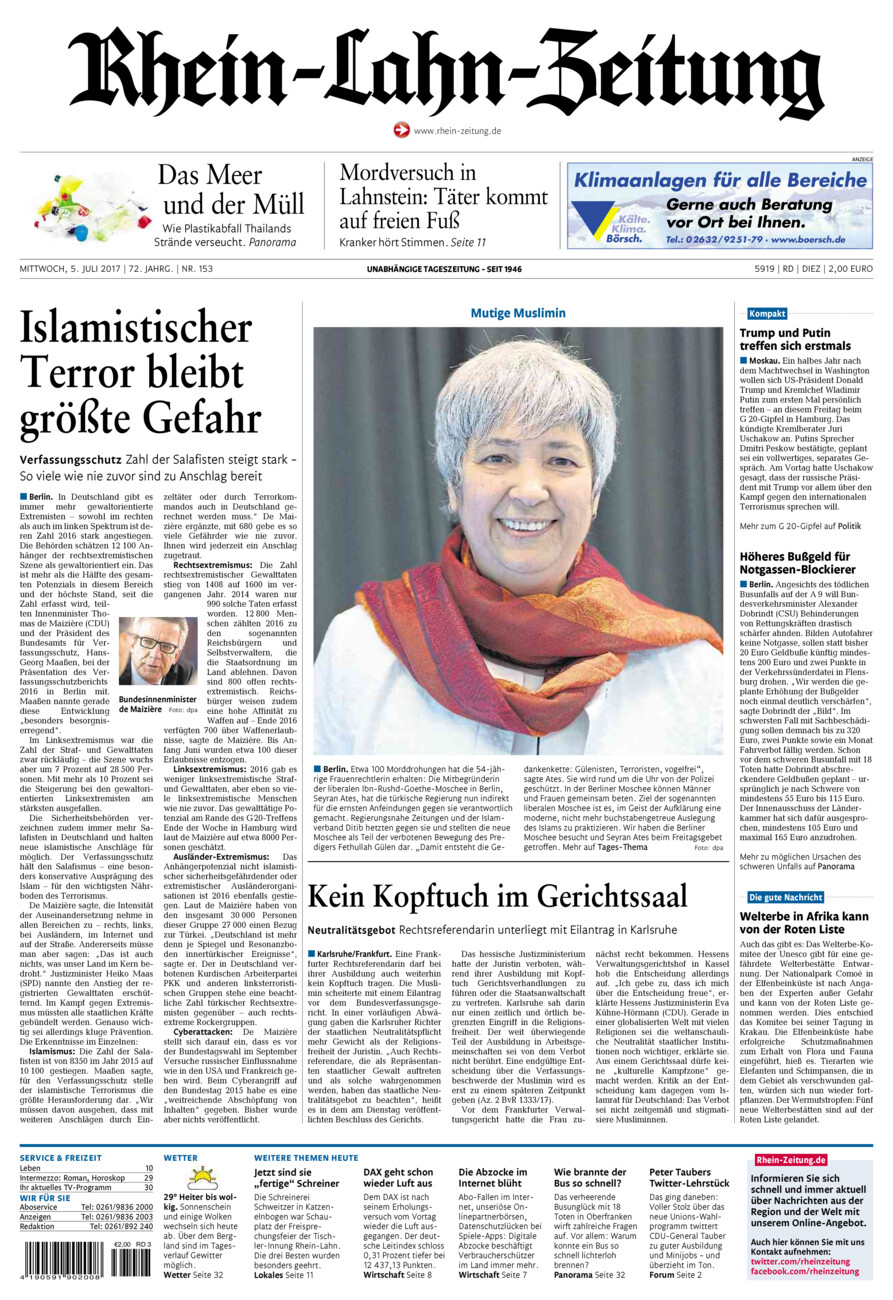 Rhein-Lahn-Zeitung Diez (Archiv) vom Mittwoch, 05.07.2017