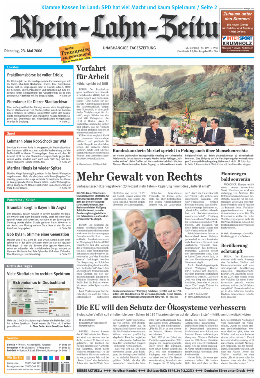 Rhein-Lahn-Zeitung Diez (Archiv) vom Dienstag, 23.05.2006