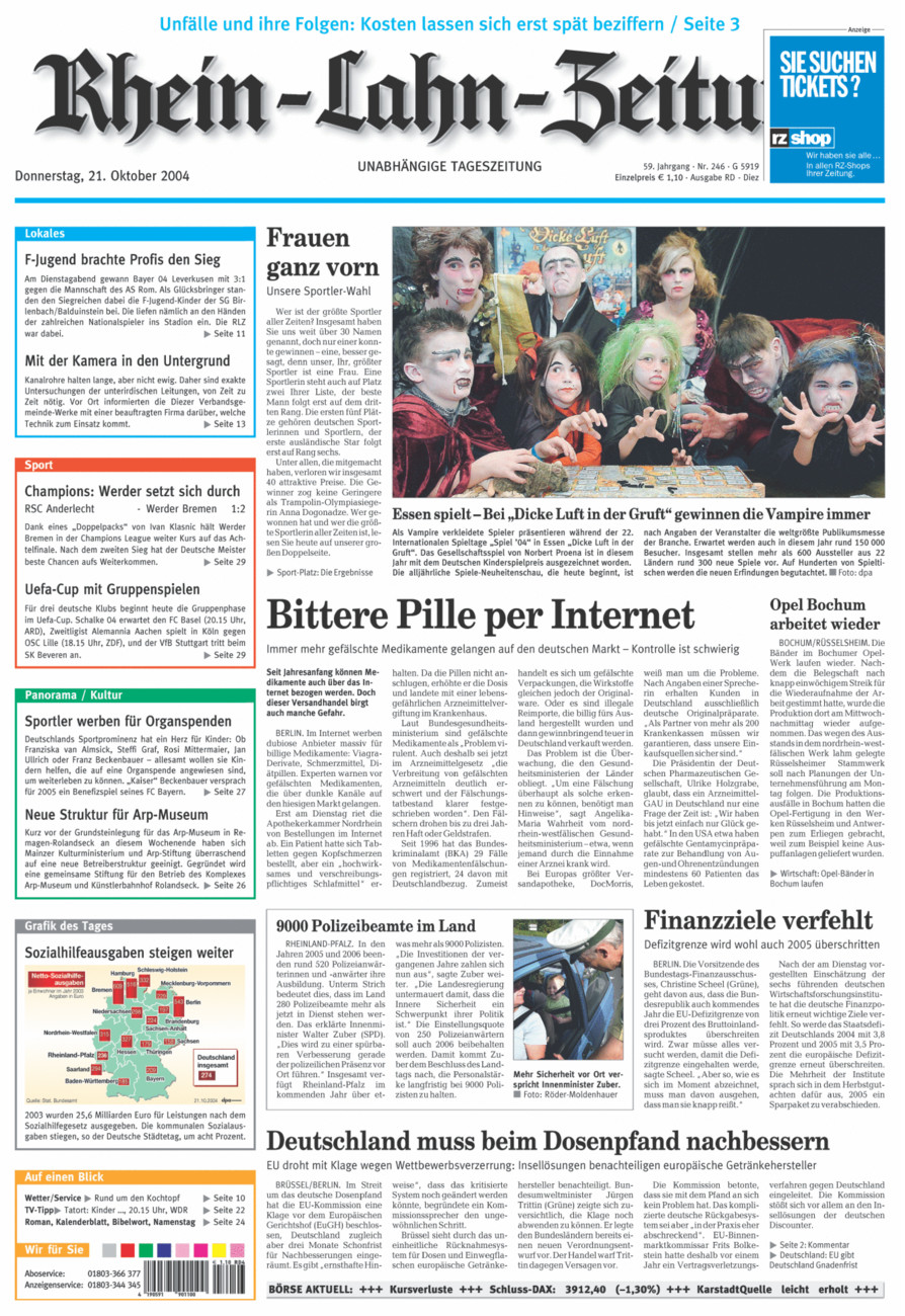 Rhein-Lahn-Zeitung Diez (Archiv) vom Donnerstag, 21.10.2004