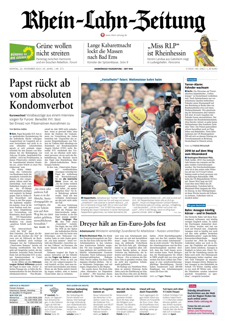 Rhein-Lahn-Zeitung Diez (Archiv) vom Montag, 22.11.2010