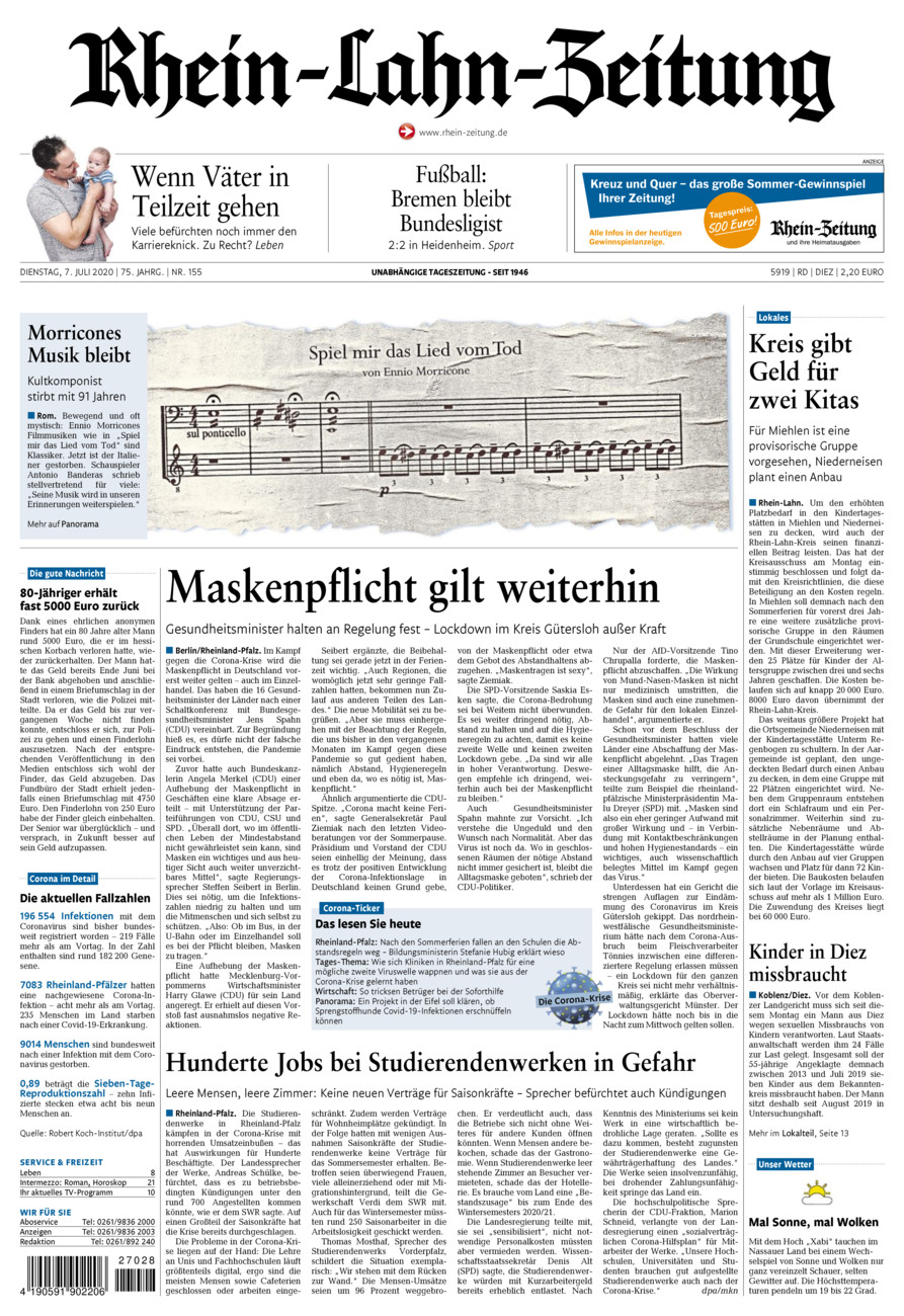 Rhein-Lahn-Zeitung Diez (Archiv) vom Dienstag, 07.07.2020