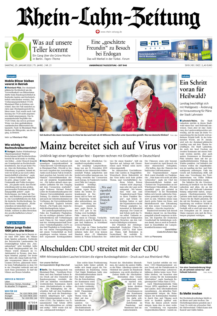 Rhein-Lahn-Zeitung Diez (Archiv) vom Samstag, 25.01.2020