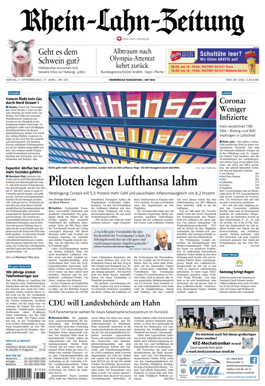 Rhein-Lahn-Zeitung Diez (Archiv) vom Samstag, 03.09.2022