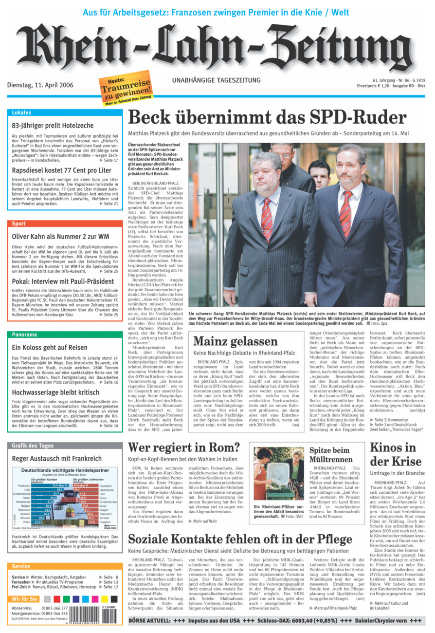 Rhein-Lahn-Zeitung Diez (Archiv) vom Dienstag, 11.04.2006