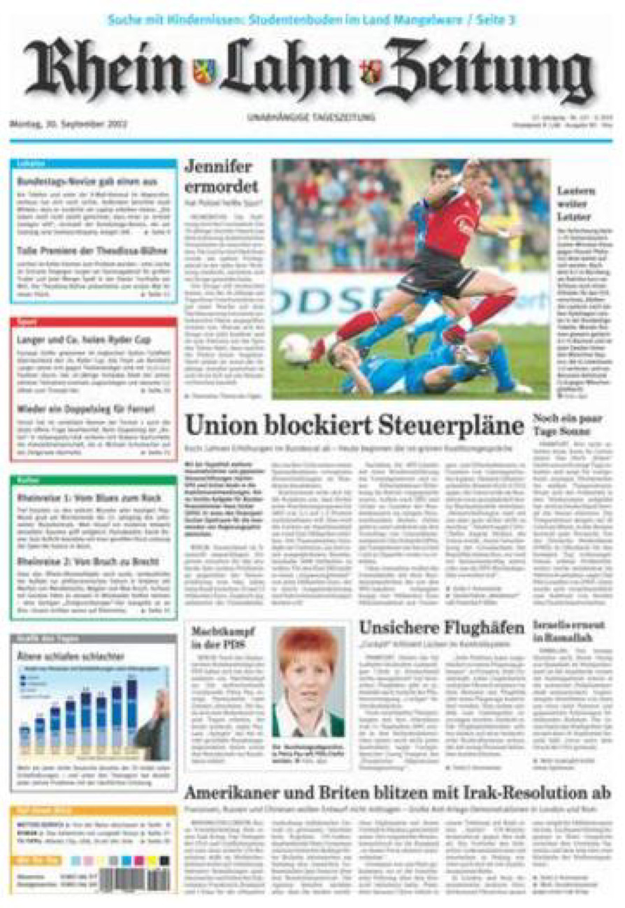 Rhein-Lahn-Zeitung Diez (Archiv) vom Montag, 30.09.2002
