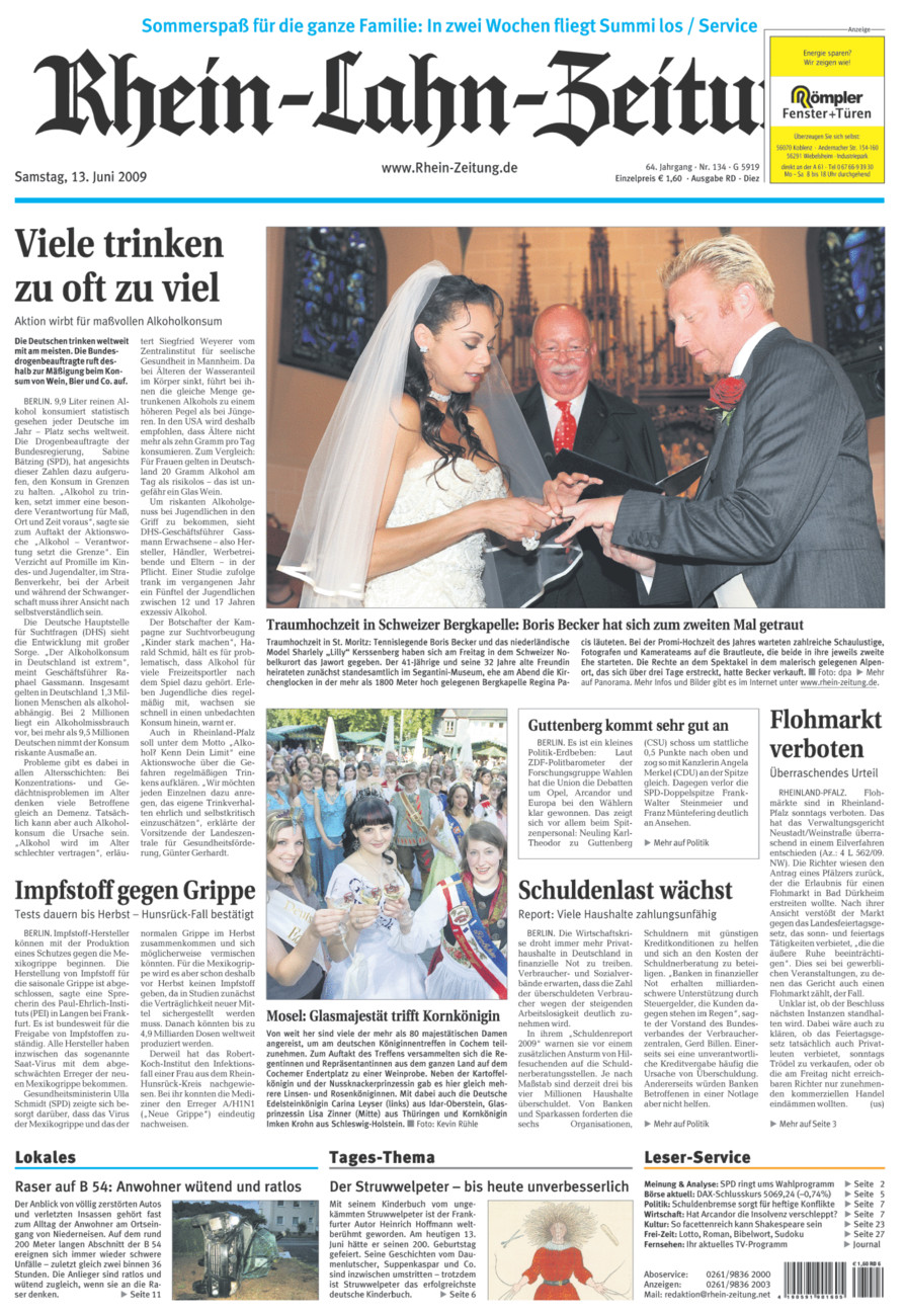 Rhein-Lahn-Zeitung Diez (Archiv) vom Samstag, 13.06.2009