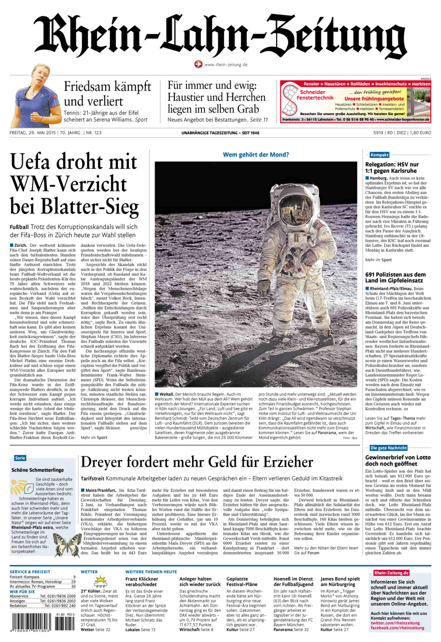Rhein-Lahn-Zeitung Diez (Archiv) vom Freitag, 29.05.2015