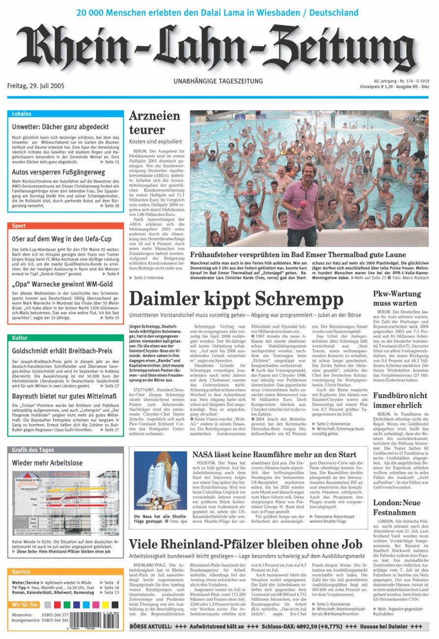 Rhein-Lahn-Zeitung Diez (Archiv) vom Freitag, 29.07.2005