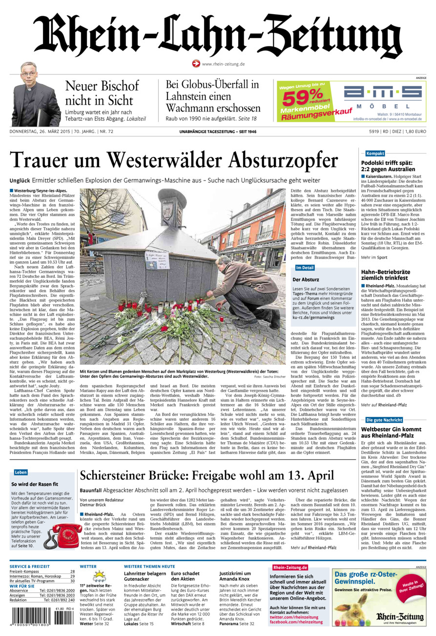 Rhein-Lahn-Zeitung Diez (Archiv) vom Donnerstag, 26.03.2015