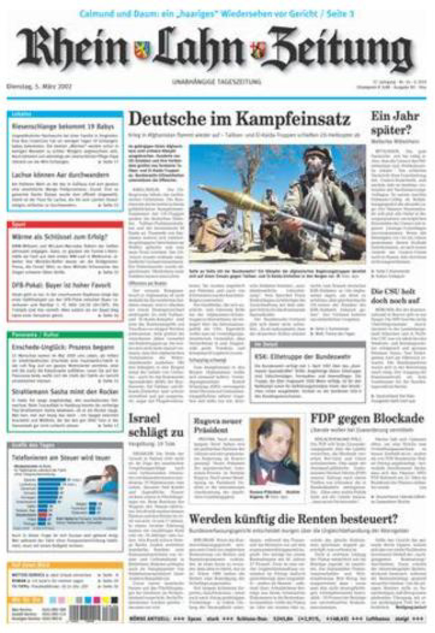 Rhein-Lahn-Zeitung Diez (Archiv) vom Dienstag, 05.03.2002