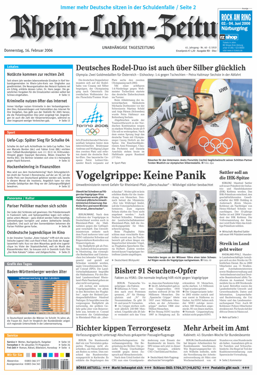 Rhein-Lahn-Zeitung Diez (Archiv) vom Donnerstag, 16.02.2006