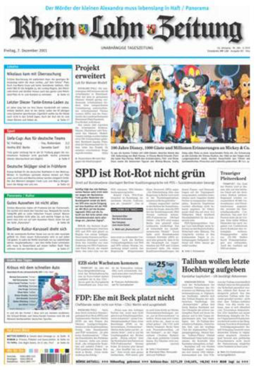 Rhein-Lahn-Zeitung Diez (Archiv) vom Freitag, 07.12.2001