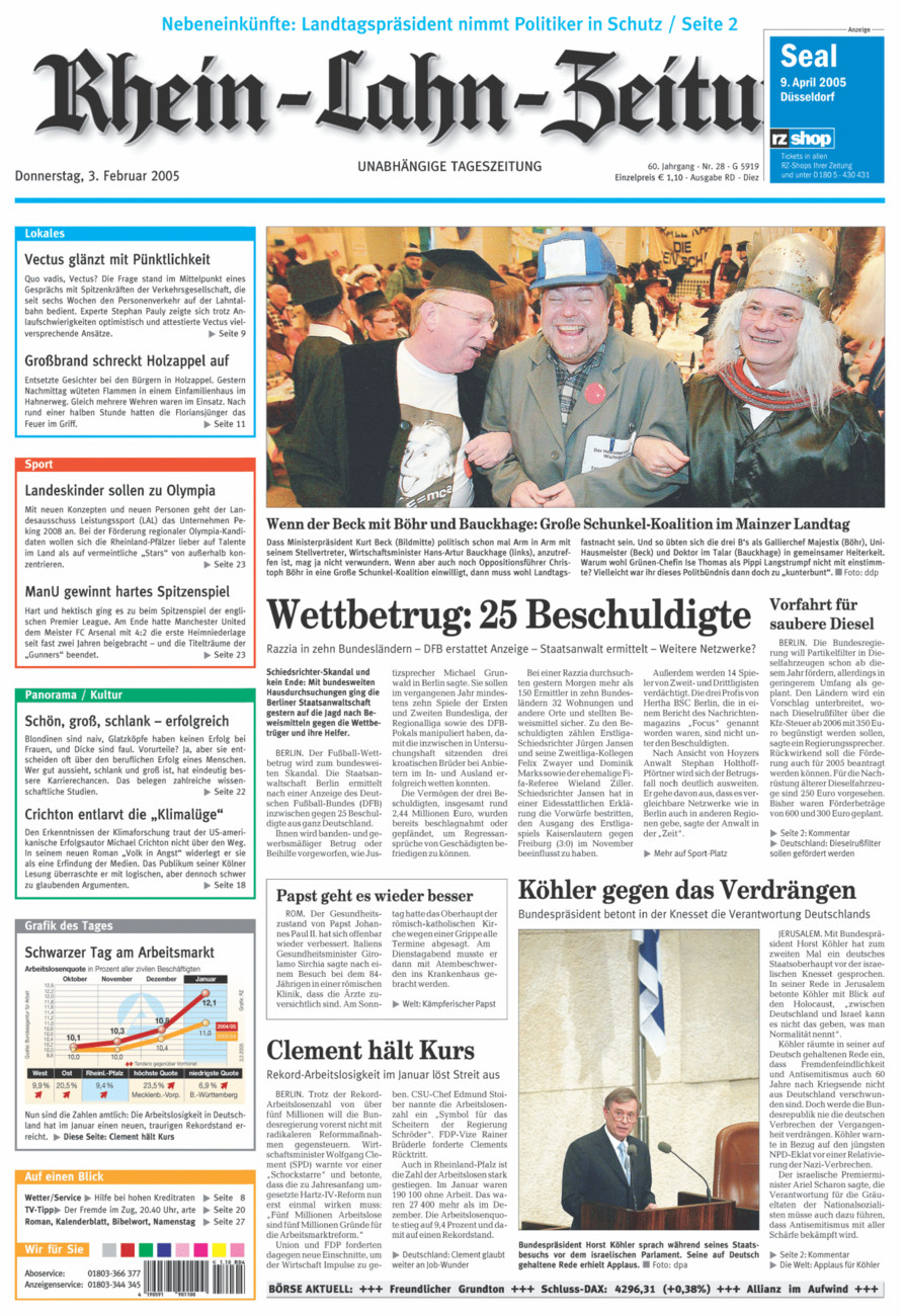 Rhein-Lahn-Zeitung Diez (Archiv) vom Donnerstag, 03.02.2005