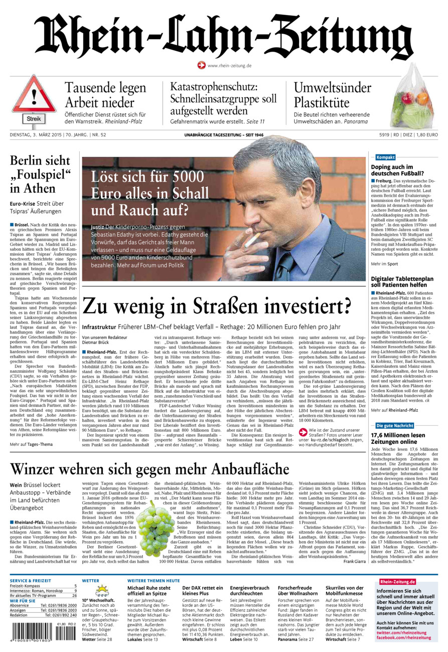 Rhein-Lahn-Zeitung Diez (Archiv) vom Dienstag, 03.03.2015