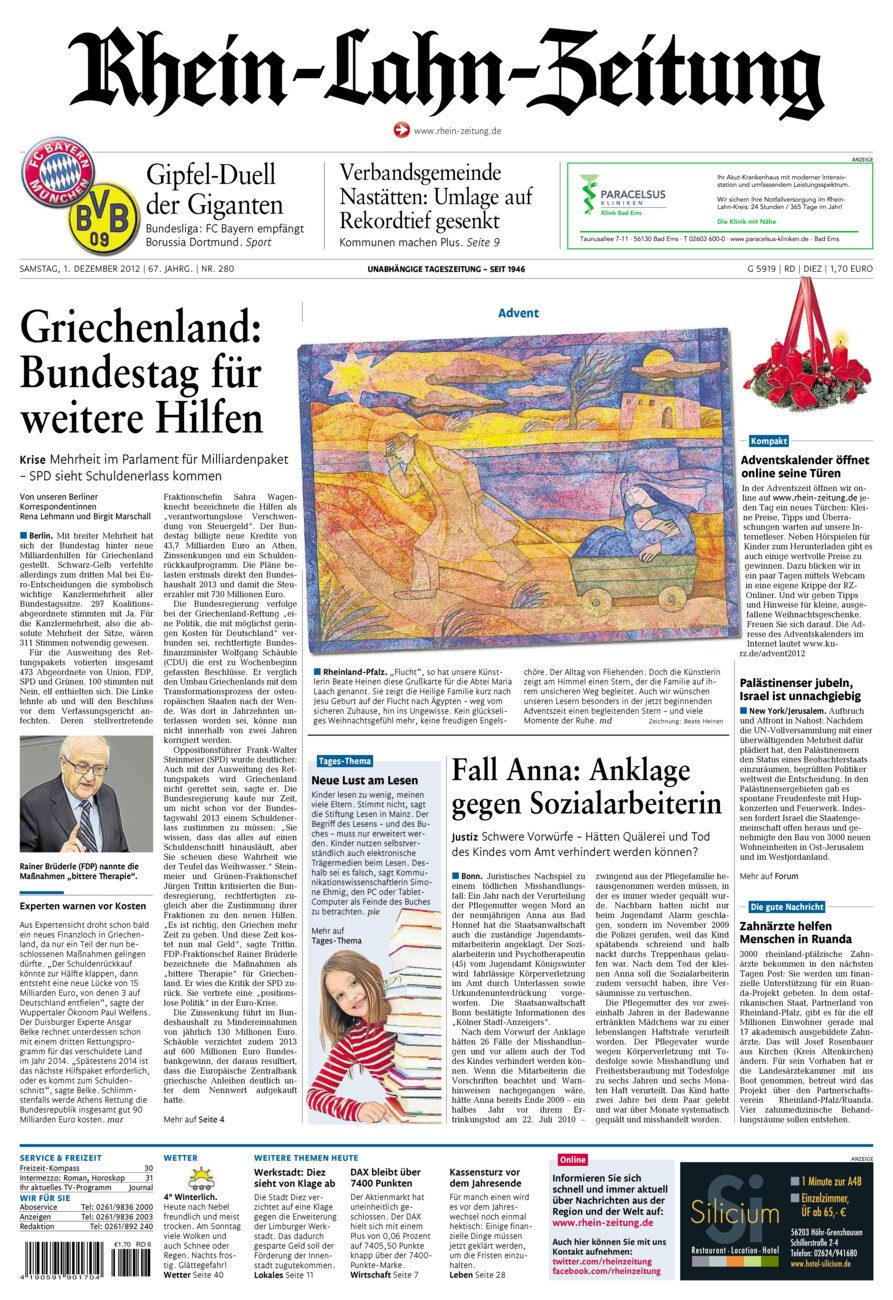 Rhein-Lahn-Zeitung Diez (Archiv) vom Samstag, 01.12.2012