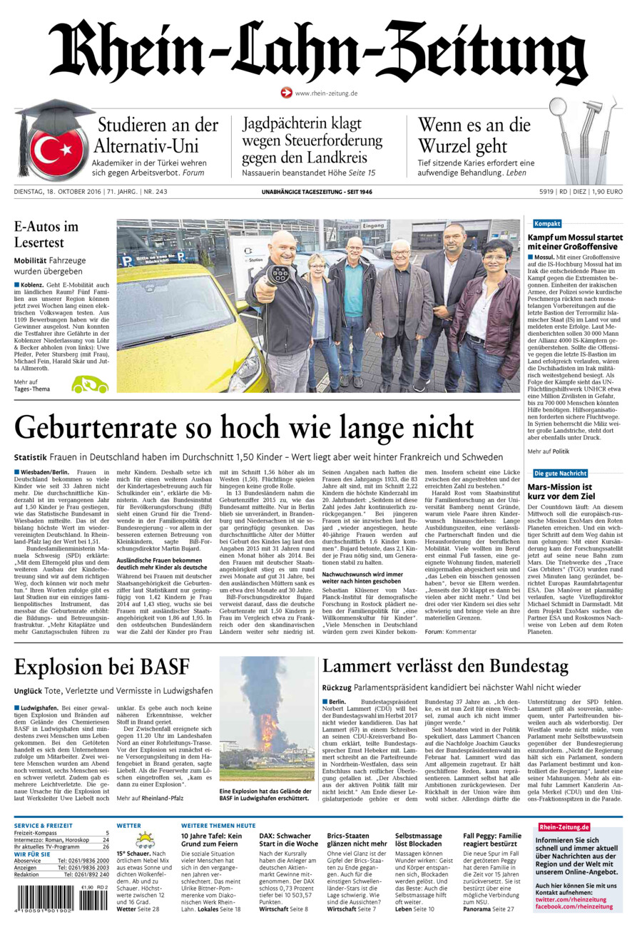 Rhein-Lahn-Zeitung Diez (Archiv) vom Dienstag, 18.10.2016
