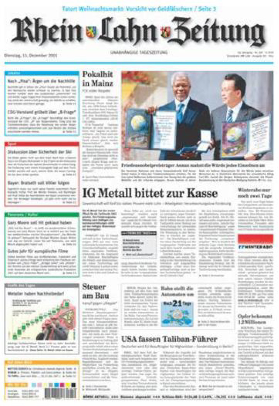 Rhein-Lahn-Zeitung Diez (Archiv) vom Dienstag, 11.12.2001