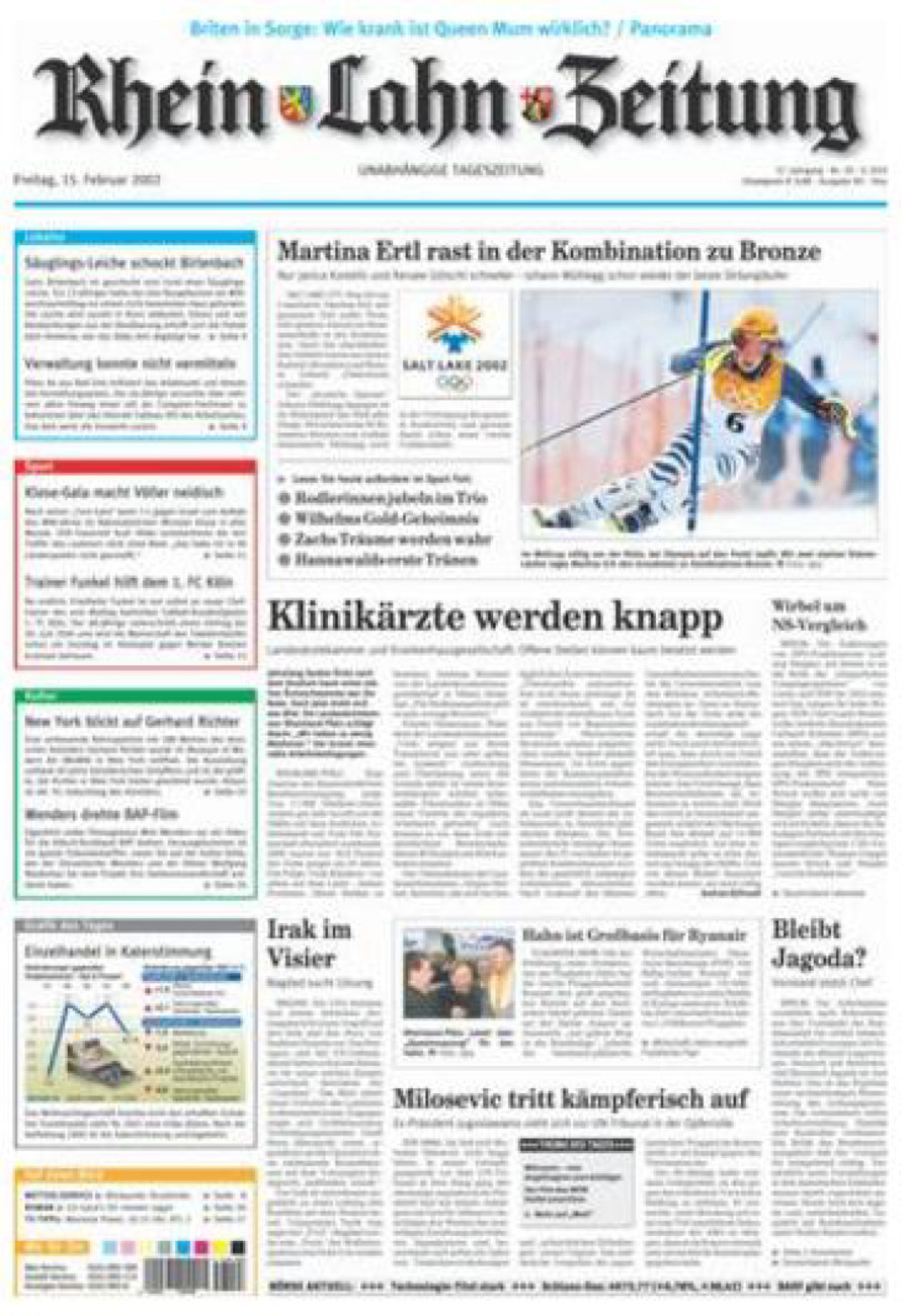 Rhein-Lahn-Zeitung Diez (Archiv) vom Freitag, 15.02.2002