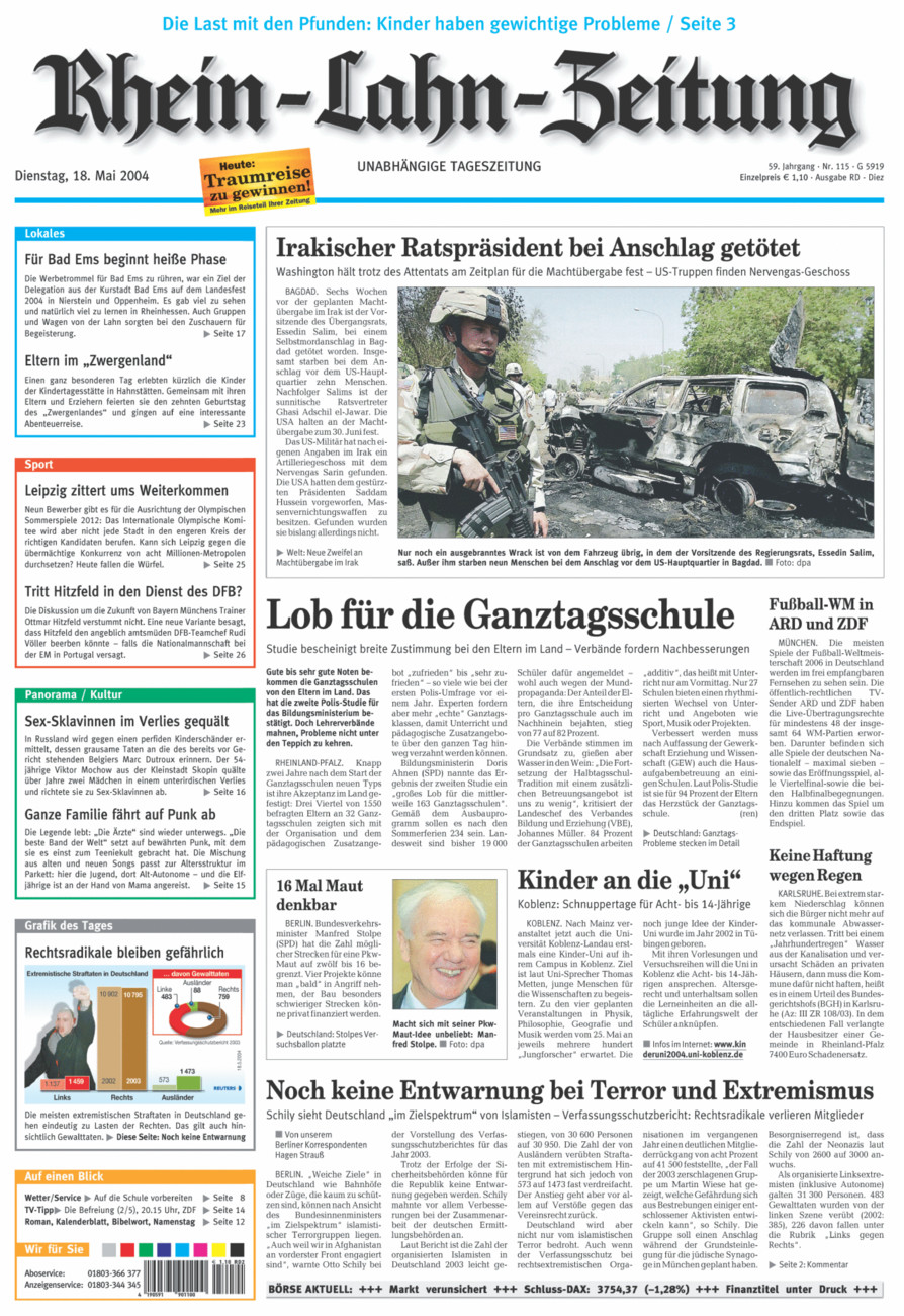 Rhein-Lahn-Zeitung Diez (Archiv) vom Dienstag, 18.05.2004