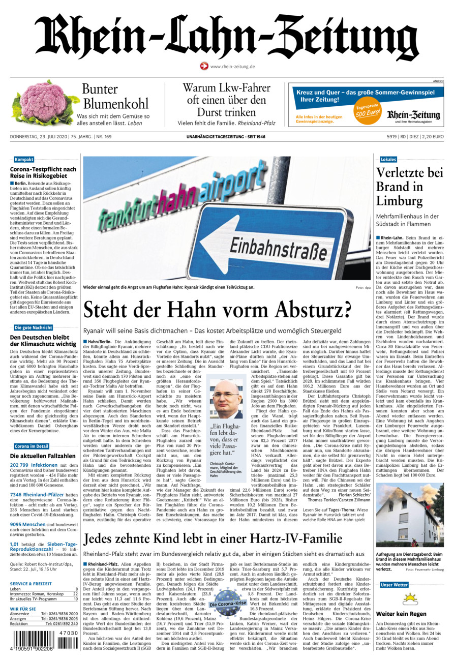 Rhein-Lahn-Zeitung Diez (Archiv) vom Donnerstag, 23.07.2020