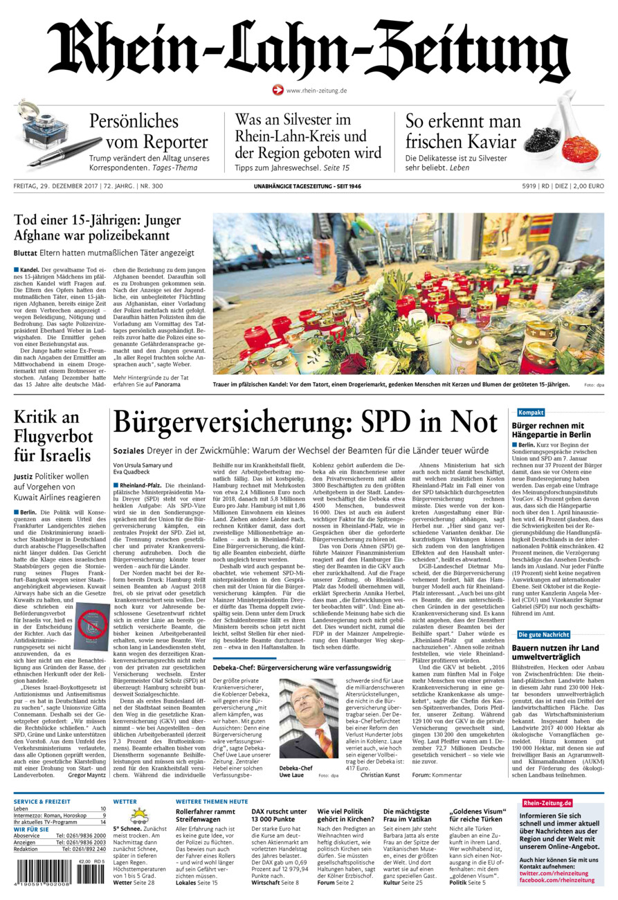 Rhein-Lahn-Zeitung Diez (Archiv) vom Freitag, 29.12.2017