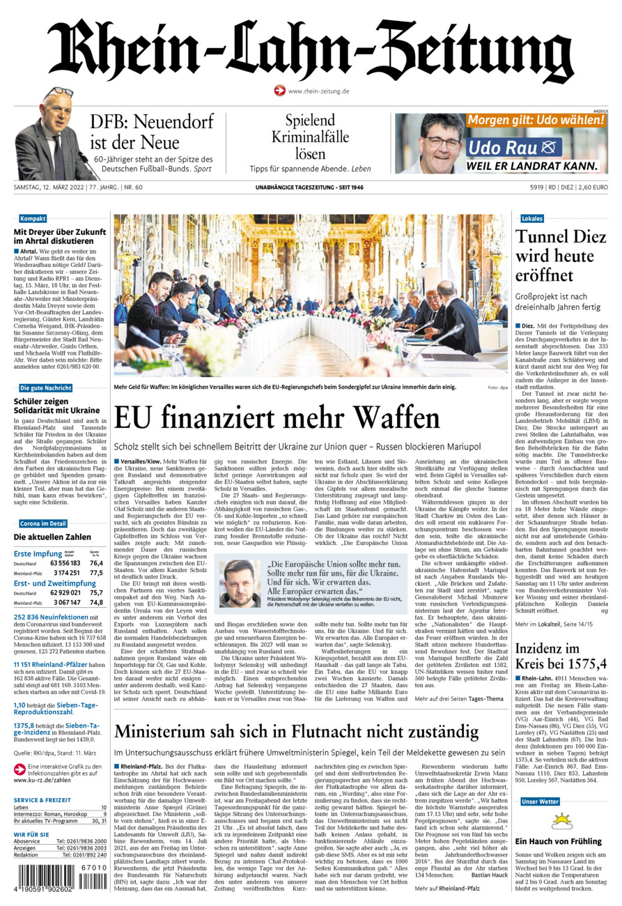 Rhein-Lahn-Zeitung Diez (Archiv) vom Samstag, 12.03.2022
