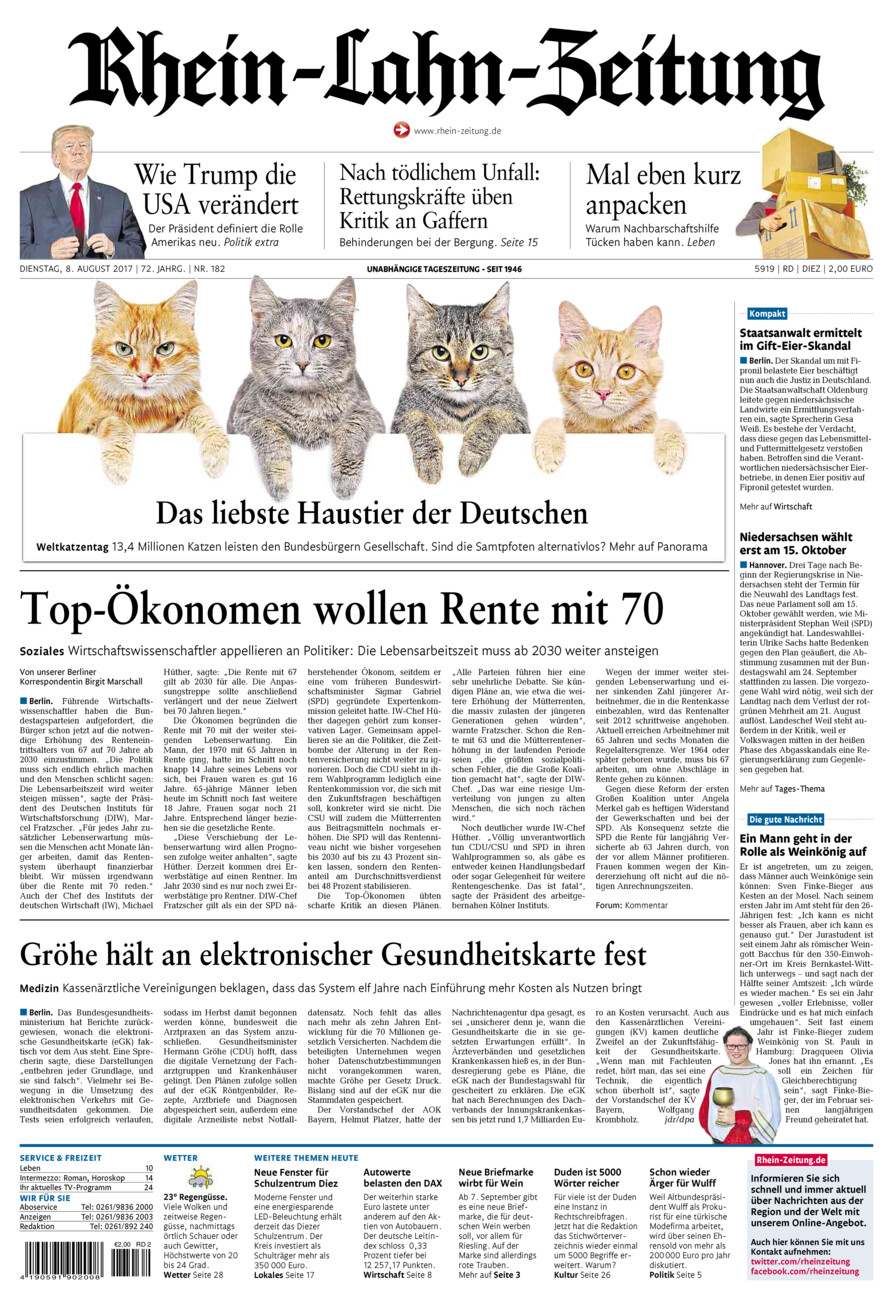 Rhein-Lahn-Zeitung Diez (Archiv) vom Dienstag, 08.08.2017