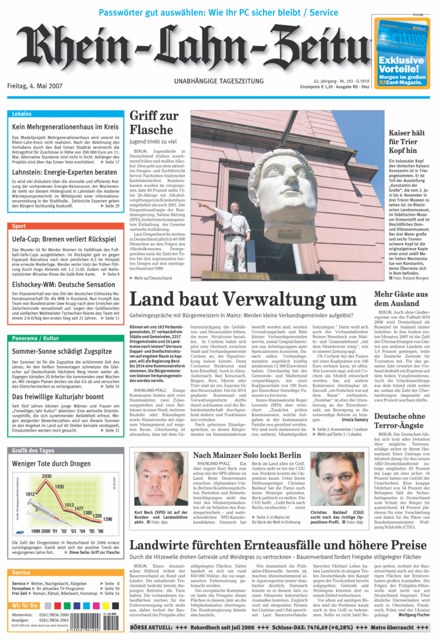 Rhein-Lahn-Zeitung Diez (Archiv) vom Freitag, 04.05.2007