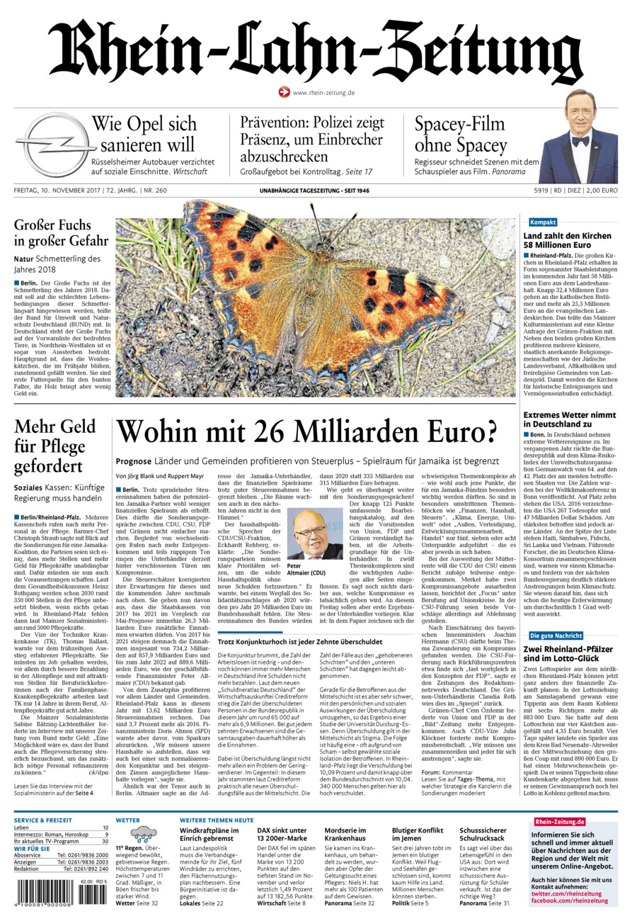 Rhein-Lahn-Zeitung Diez (Archiv) vom Freitag, 10.11.2017