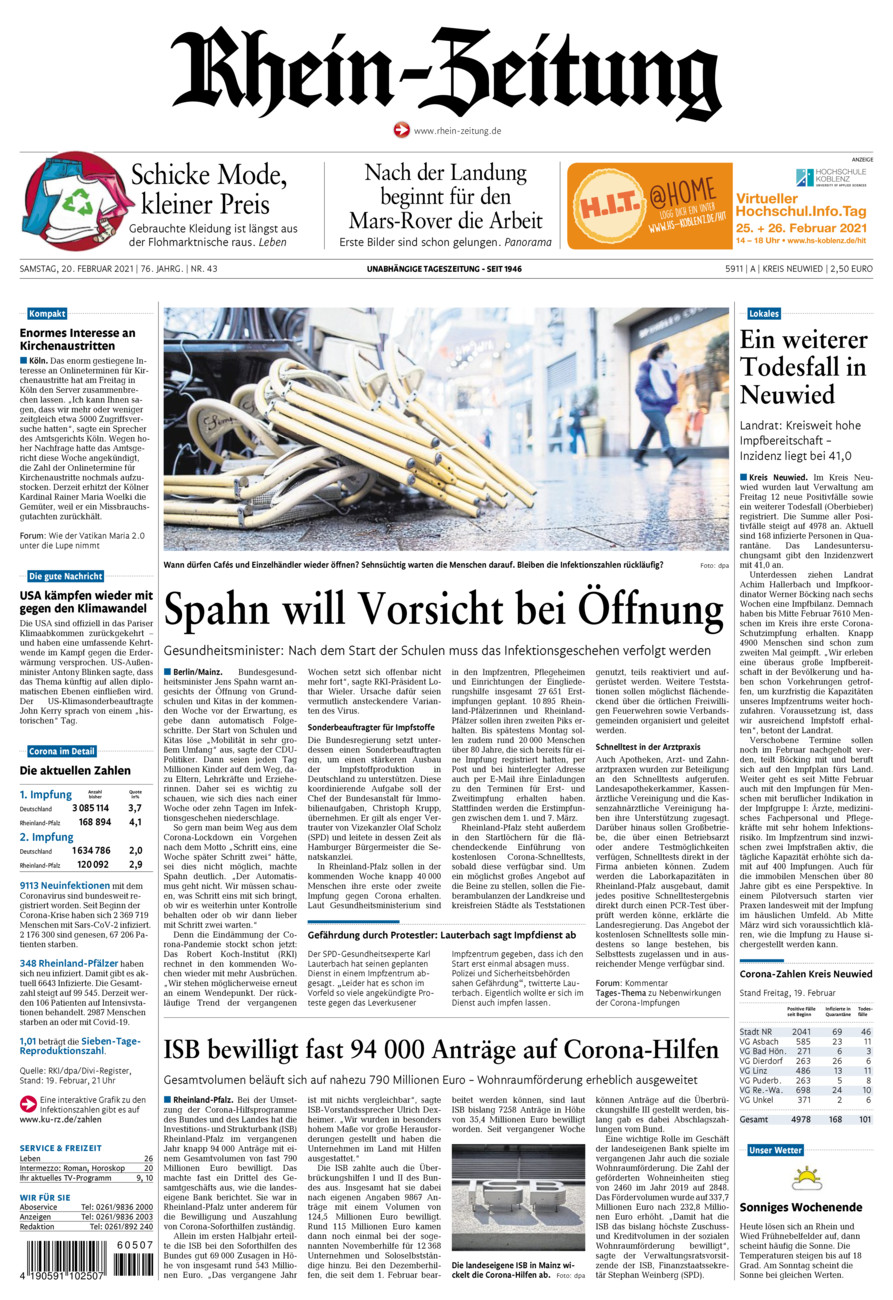 Rhein-Zeitung Kreis Neuwied vom Samstag, 20.02.2021