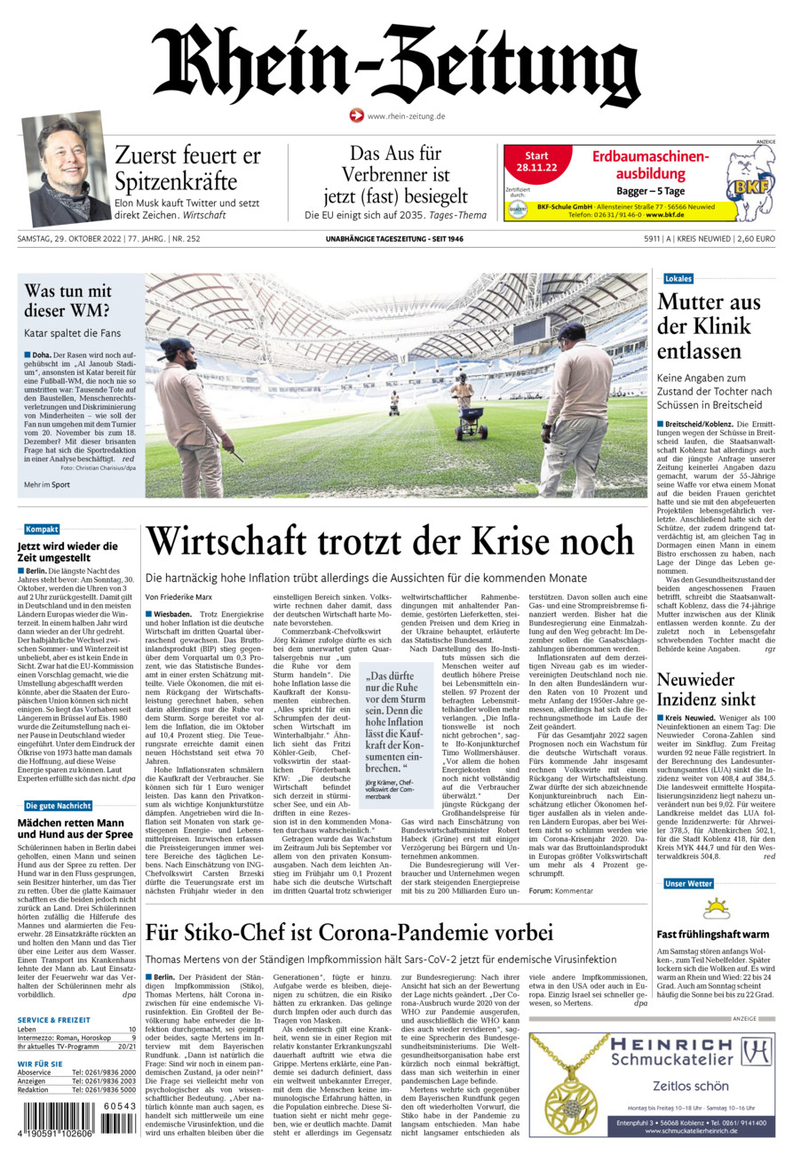 Rhein-Zeitung Kreis Neuwied vom Samstag, 29.10.2022