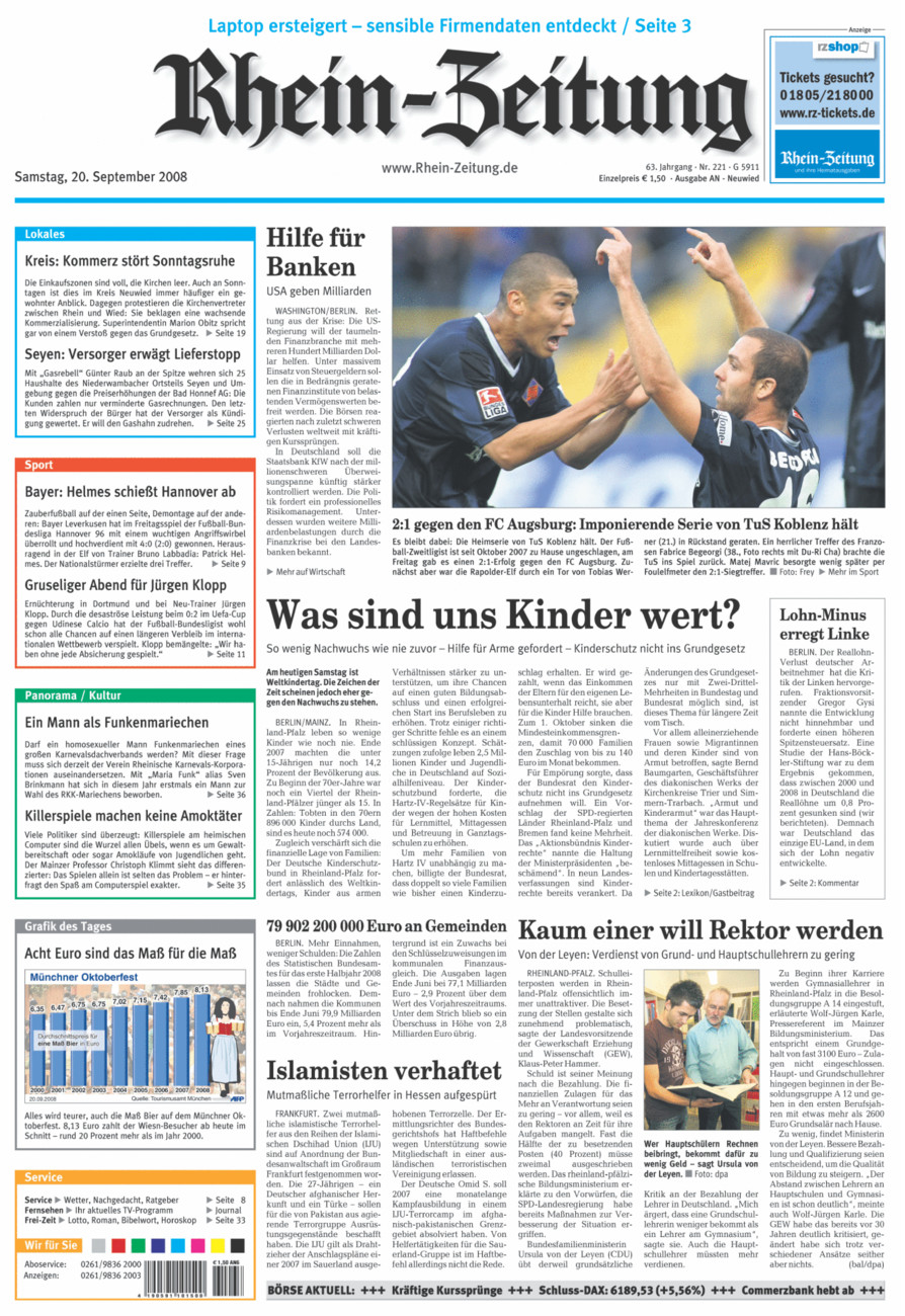 Rhein-Zeitung Kreis Neuwied vom Samstag, 20.09.2008
