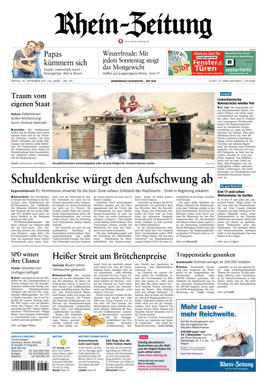 Rhein-Zeitung Kreis Neuwied vom Freitag, 16.09.2011
