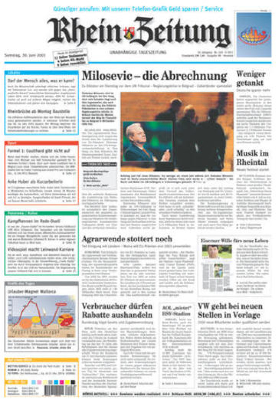 Rhein-Zeitung Kreis Neuwied vom Samstag, 30.06.2001