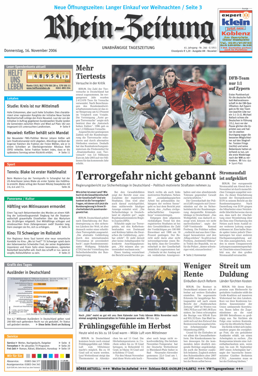 Rhein-Zeitung Kreis Neuwied vom Donnerstag, 16.11.2006