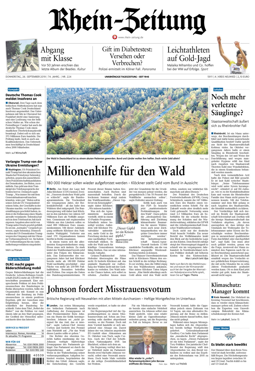 Rhein-Zeitung Kreis Neuwied vom Donnerstag, 26.09.2019