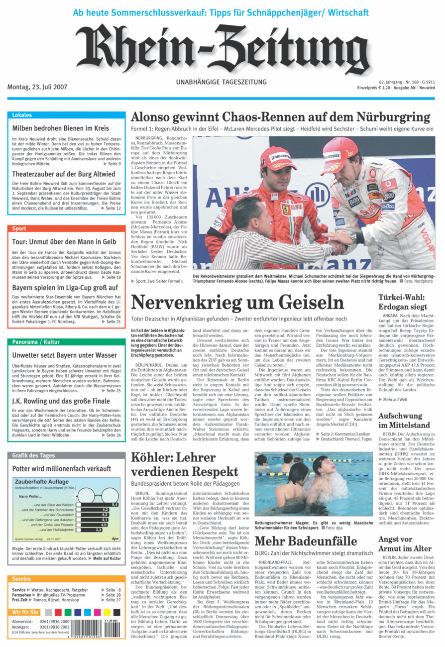 Rhein-Zeitung Kreis Neuwied vom Montag, 23.07.2007