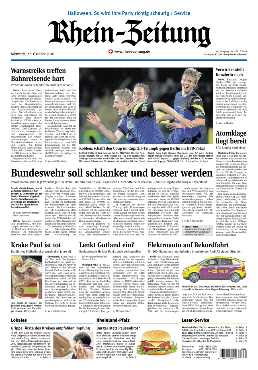 Rhein-Zeitung Kreis Neuwied vom Mittwoch, 27.10.2010