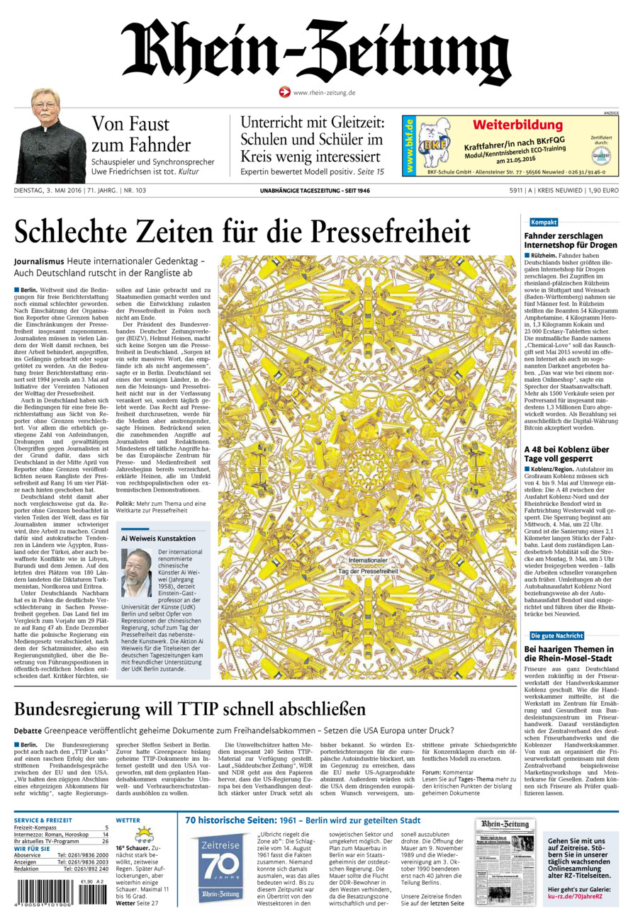 Rhein-Zeitung Kreis Neuwied vom Dienstag, 03.05.2016