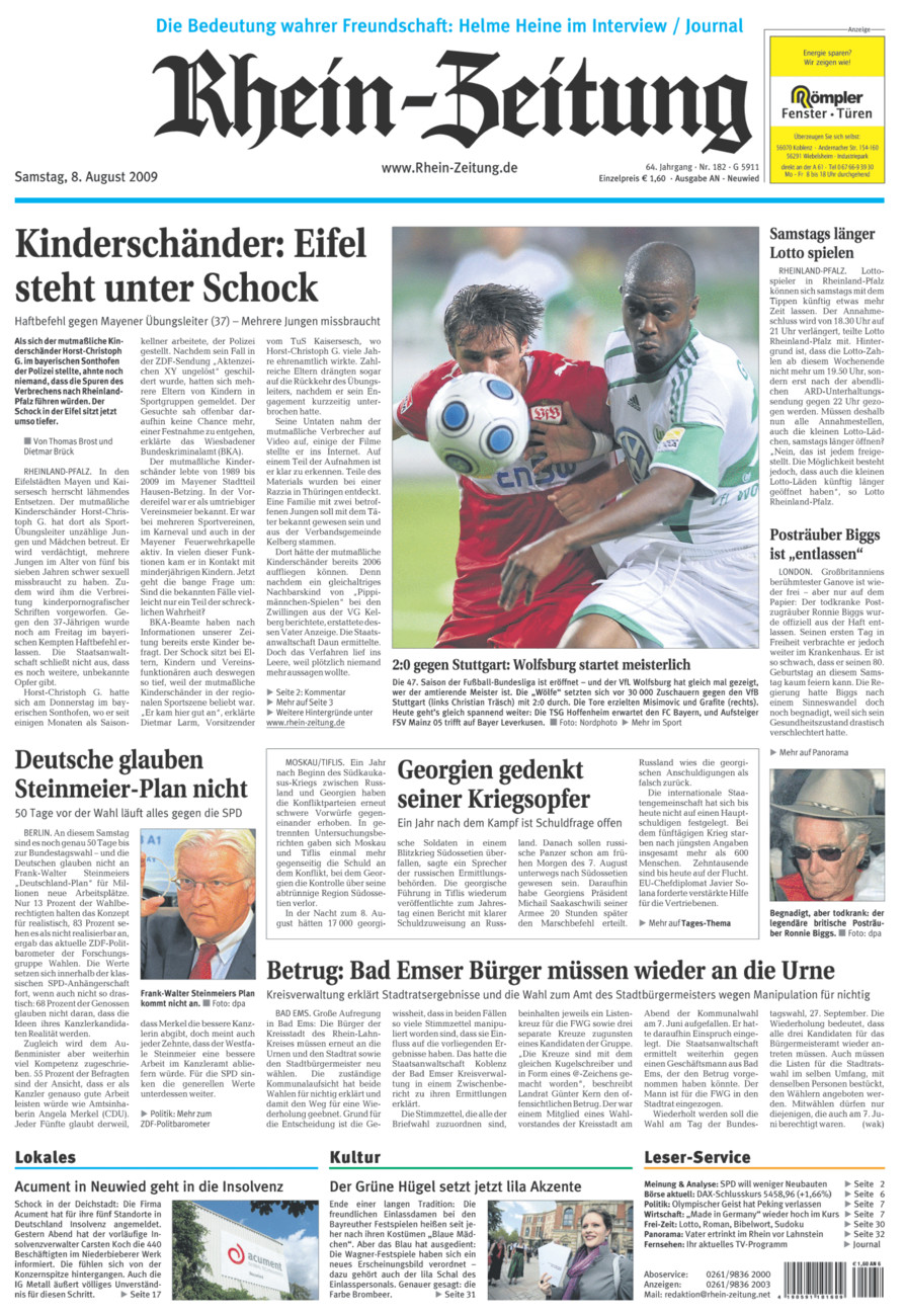 Rhein-Zeitung Kreis Neuwied vom Samstag, 08.08.2009