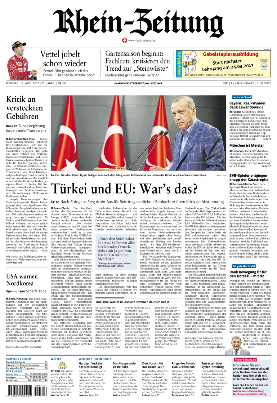 Rhein-Zeitung Kreis Neuwied vom Dienstag, 18.04.2017
