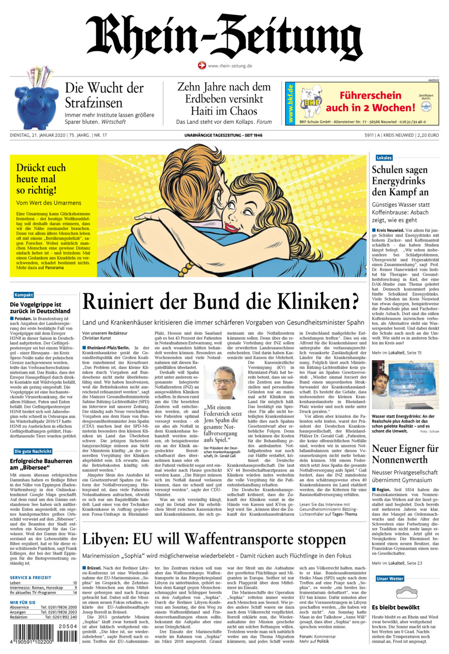 Rhein-Zeitung Kreis Neuwied vom Dienstag, 21.01.2020